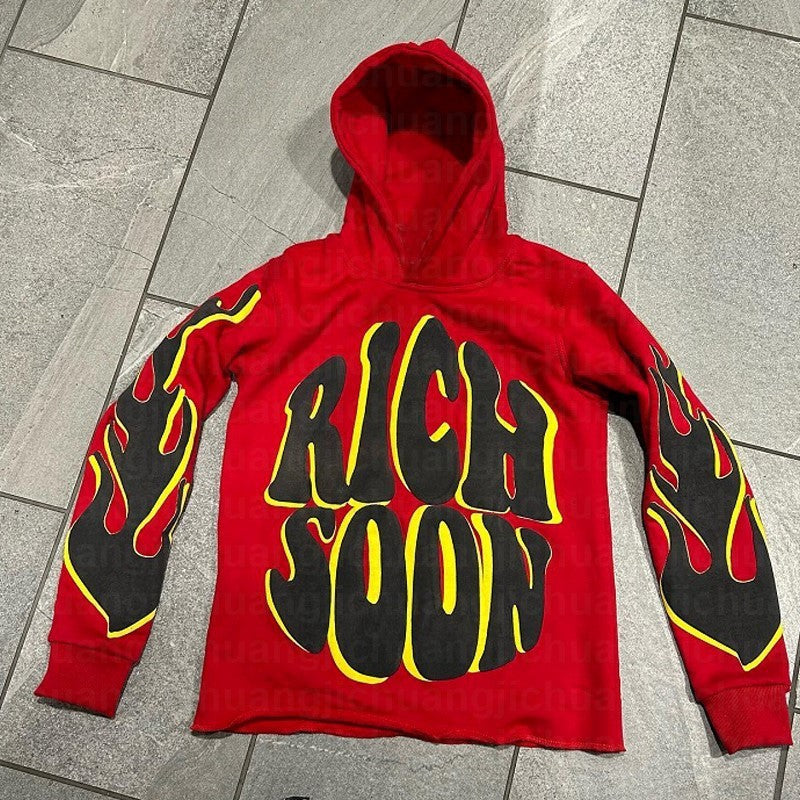 Puff Print Loose Hoodie