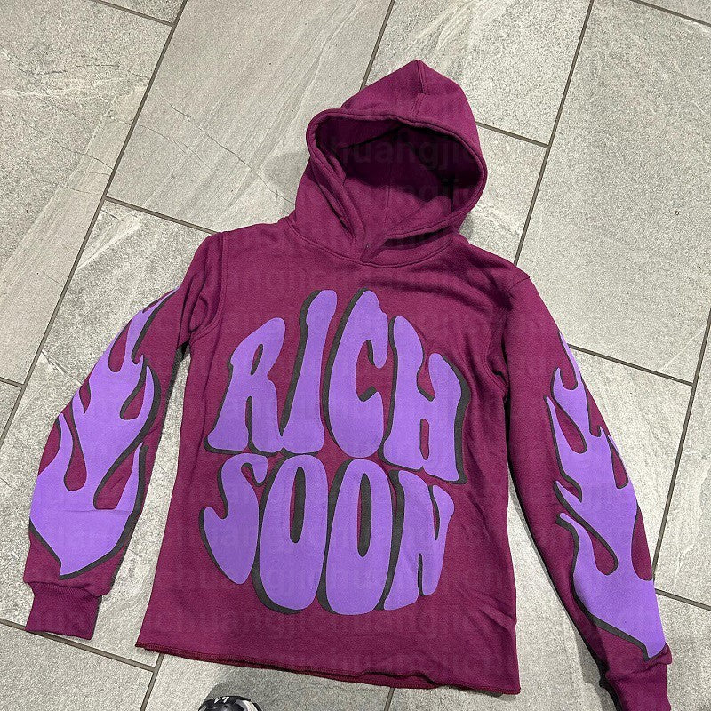 Puff Print Loose Hoodie