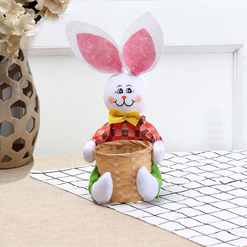 Cute Bunny Basket Easter Eggs Candy Gift Box Storage Rabbit Bag Party Decoration Home Decoration Accessories Easter Decor