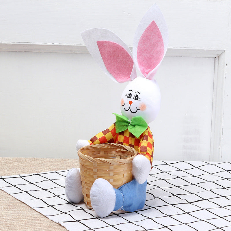 Cute Bunny Basket Easter Eggs Candy Gift Box Storage Rabbit Bag Party Decoration Home Decoration Accessories Easter Decor