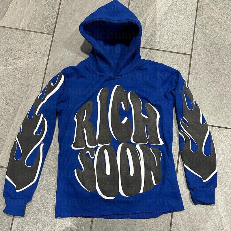 Puff Print Loose Hoodie