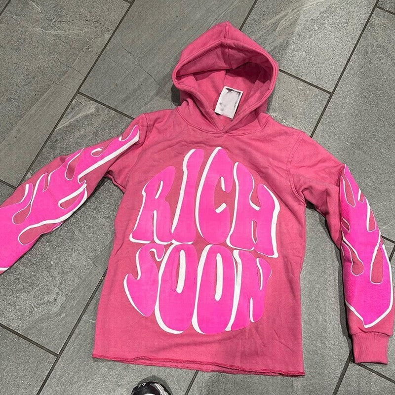 Puff Print Loose Hoodie
